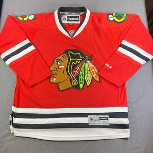 Vintage NHL Chicago Blackhawks Reebok Red and White Hockey Jersey
